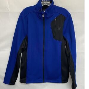 NWT Men's SPYDER Limoges Black Blue Long Sleeve Full-Zip Fleece Jacket No Flaws
